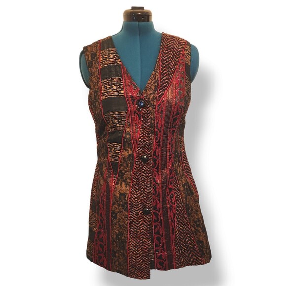 Ulla Popken Vest Plus Size 16/18 Womens Brocade Boho Mixed Materials *Al… - Picture 1 of 6
